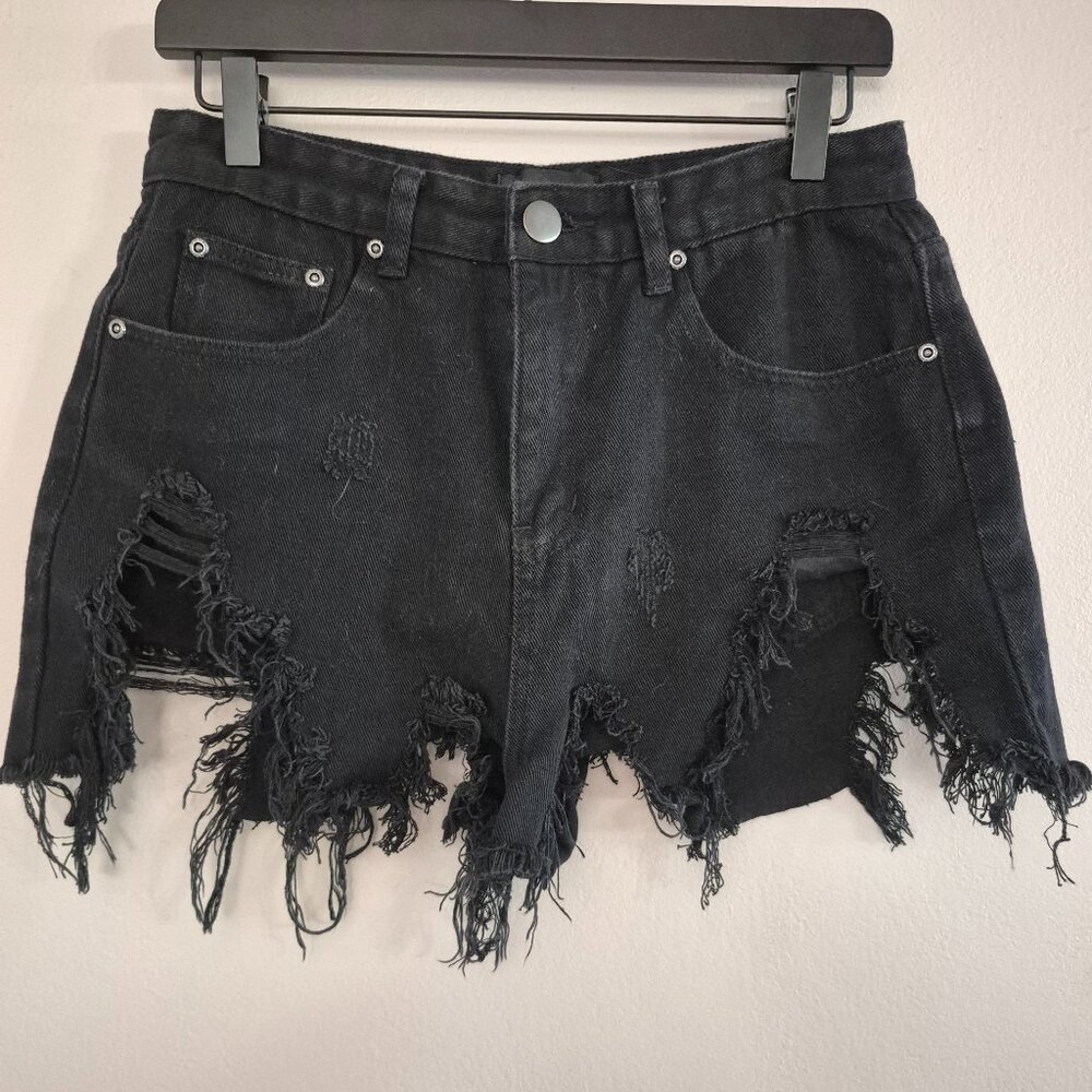 Black cut off jean shorts. Size 6